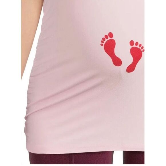 Valentine’s Day Maternity T-Shirt Stretchy Side Ruching Sz Medium Pink Red NWT - Picture 6 of 6